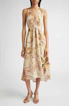 Reiss NYBG Anna Fit & Flare Linen Halter Dress