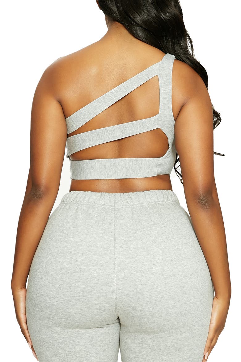 LORI ONE SHOULDER BCK CUT CROP, Alternate, color, HEATHER GREY