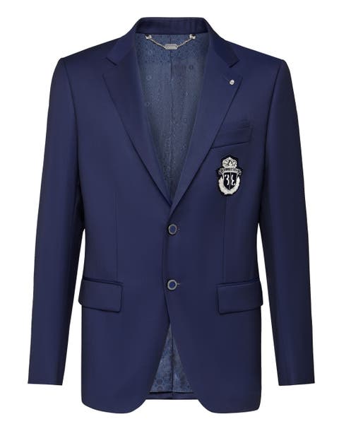 Wool Blazer Super Slim Fit Crest Men