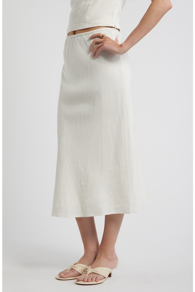 Linen Blend Midi Skirt, Alternate, color, IVORY TOFU