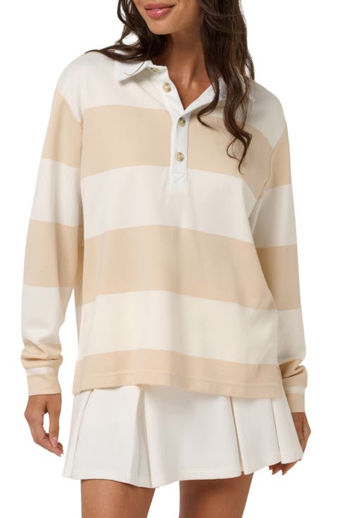 Striped Performance Rugby Polo