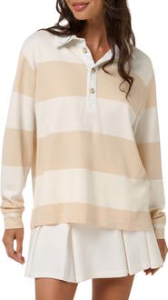 TravisMathew Striped Performance Rugby Polo
