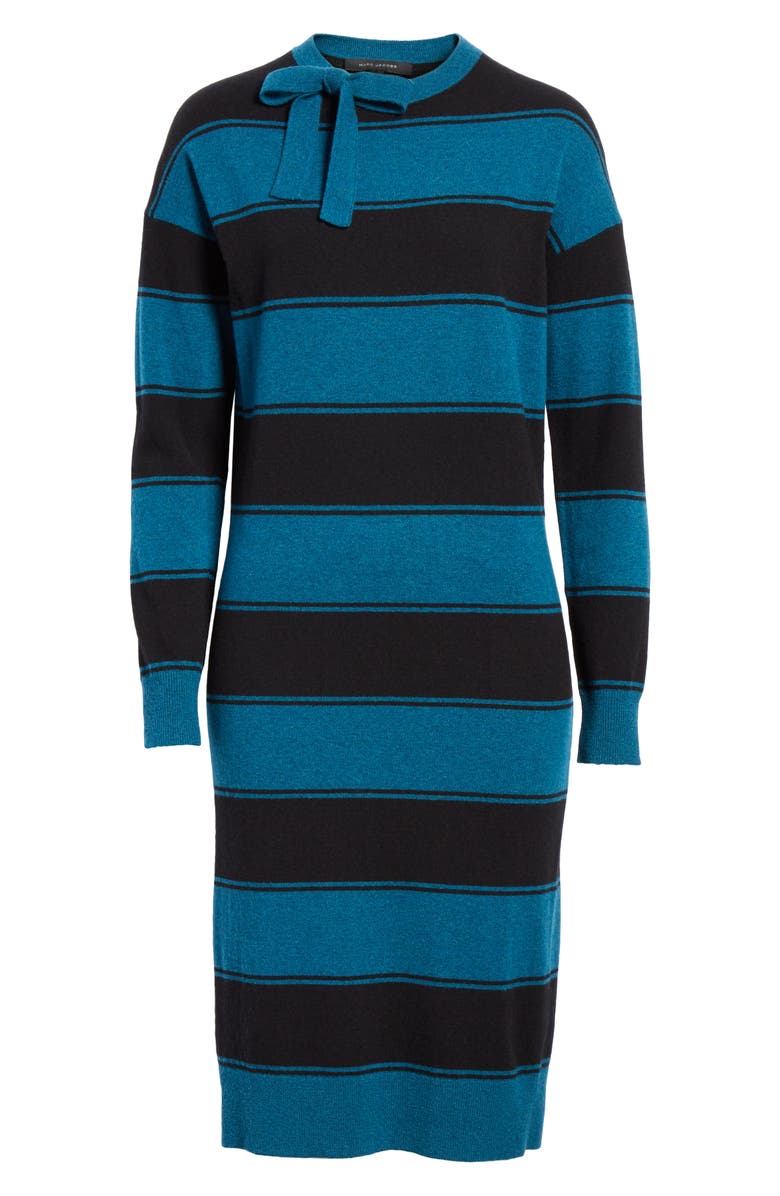 Marc Jacobs Tie Neck Stripe Wool Sweater Dress, Alternate, color, 