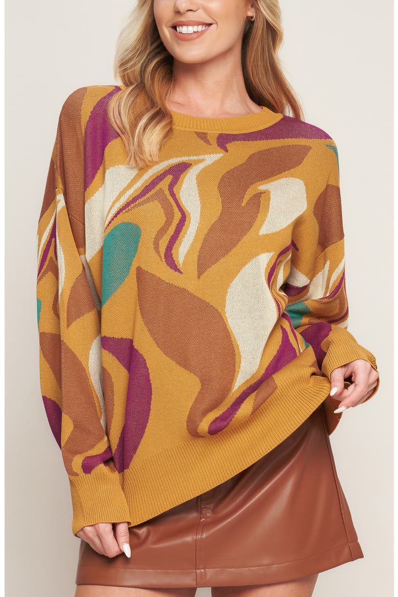 Jacquard Sweater, Alternate, color, MUSTARD