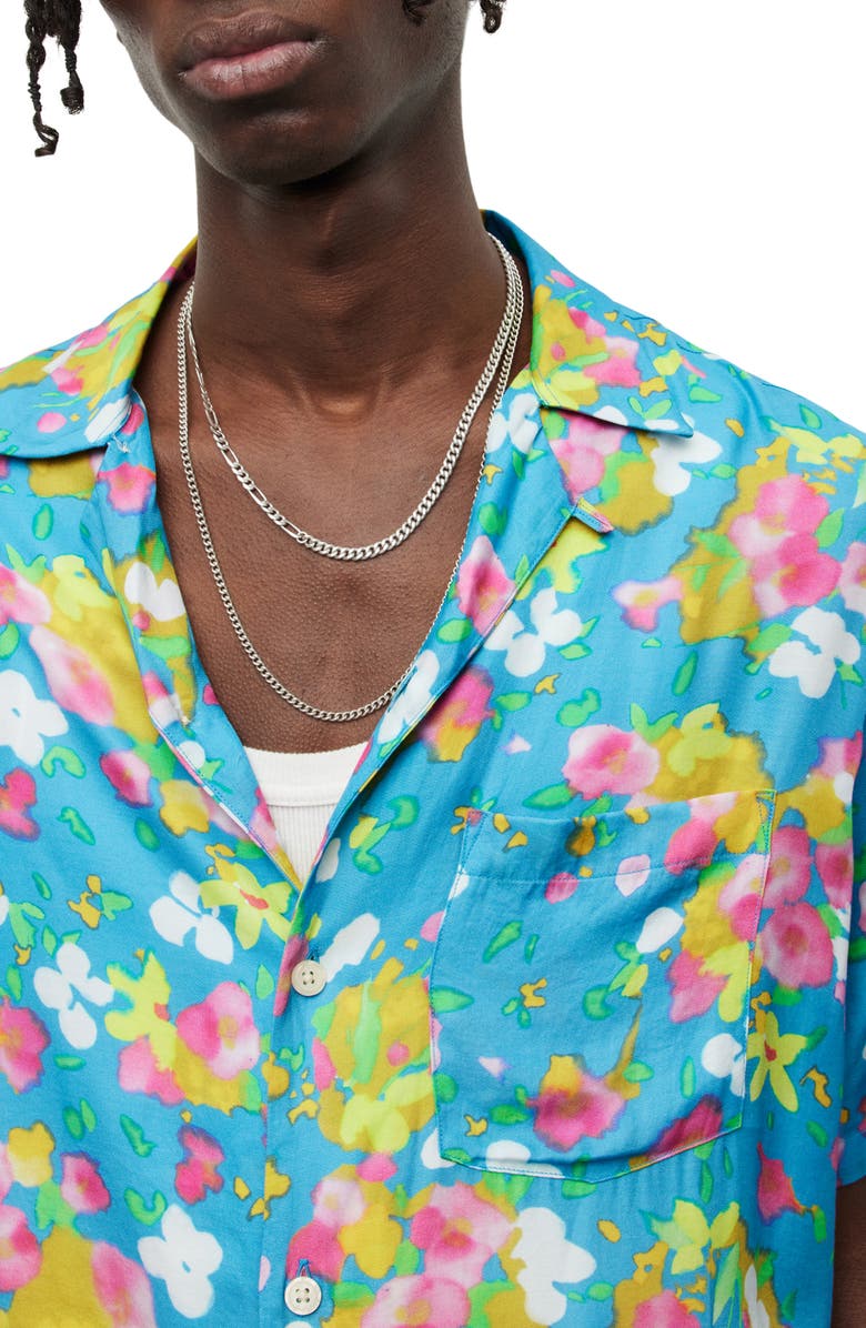 AllSaints Marino Floral Short Sleeve Camp Shirt, Alternate, color, 