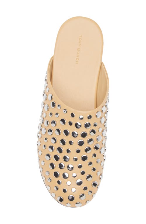 Tory Burch Stud Leather Mule In Silver