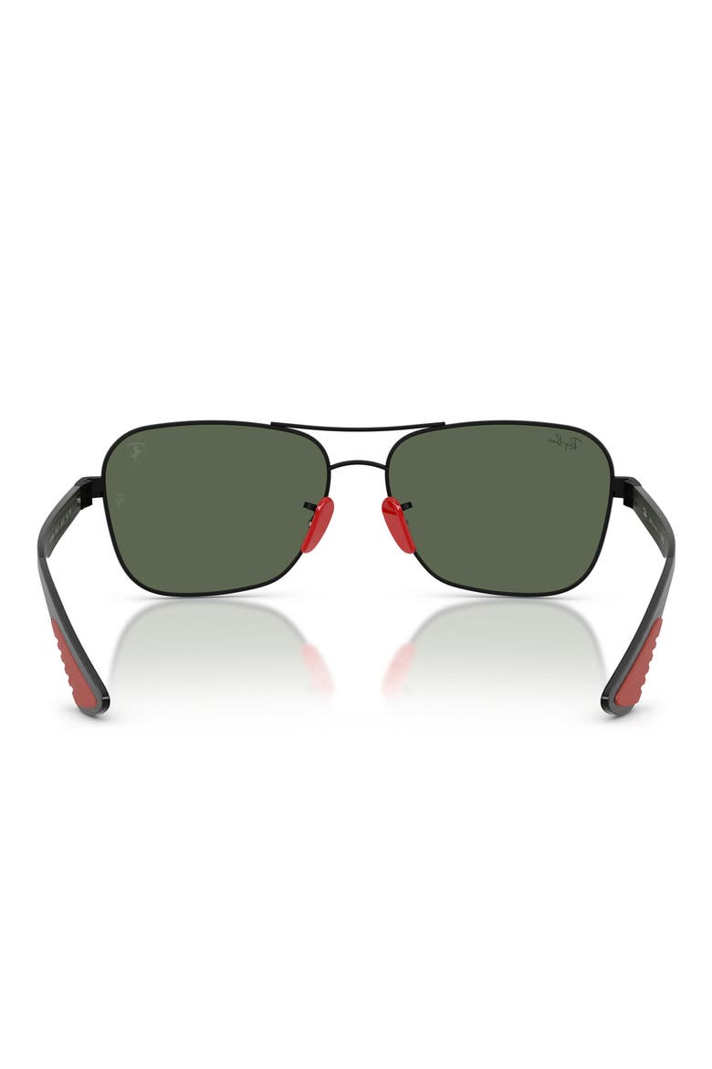 x Scuderia Ferrari 58mm Square Sunglasses, Alternate, color, MATTE BLACK / DARK GREEN