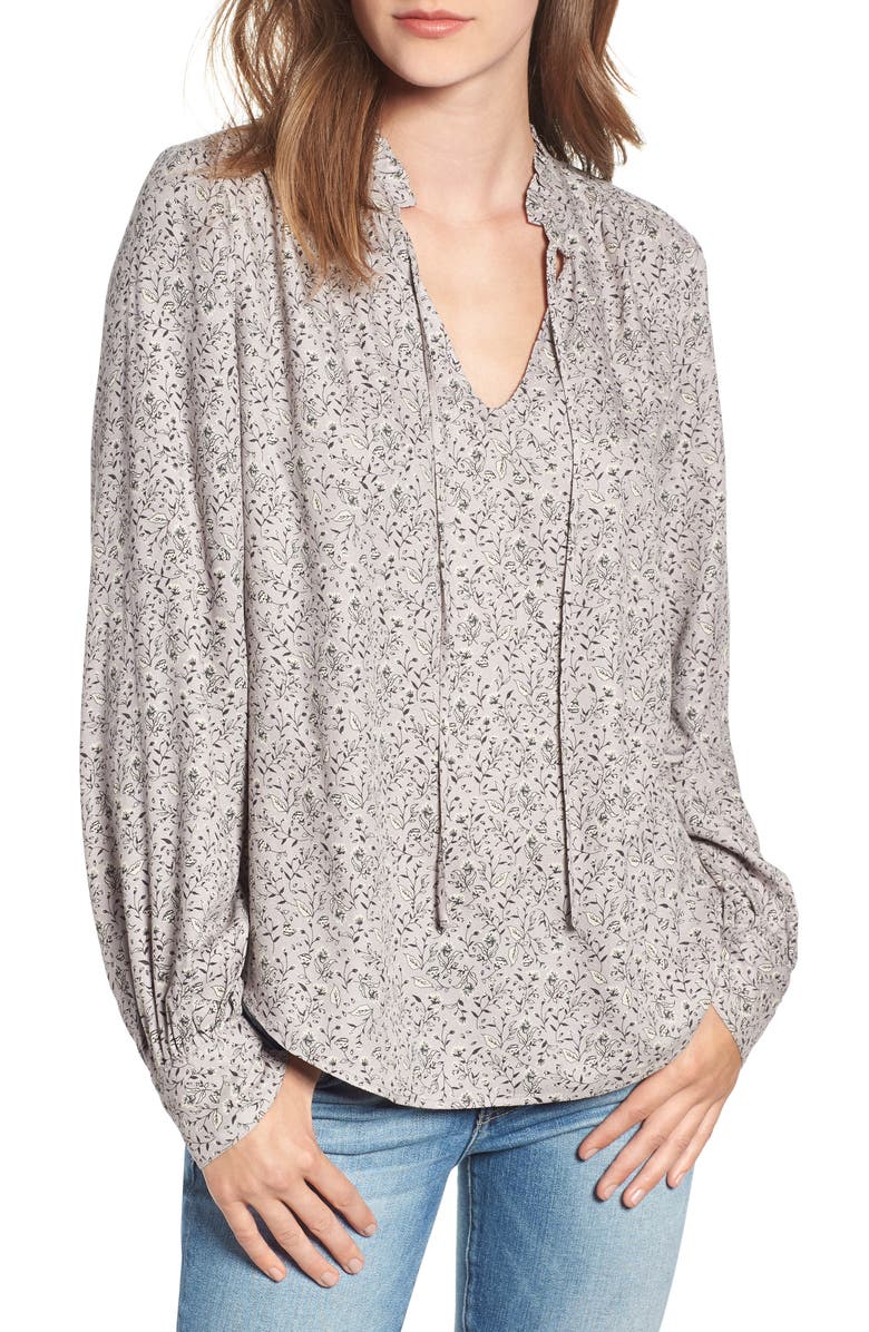 Hinge Ruffle V-Neck Blouse, Main, color,