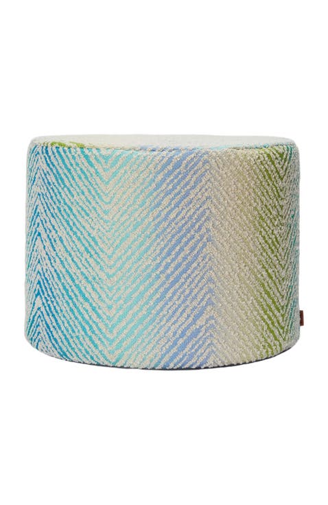 Island 40x30 Cm Cylindrical Outdoor Pouffe Zigzag Bouclé