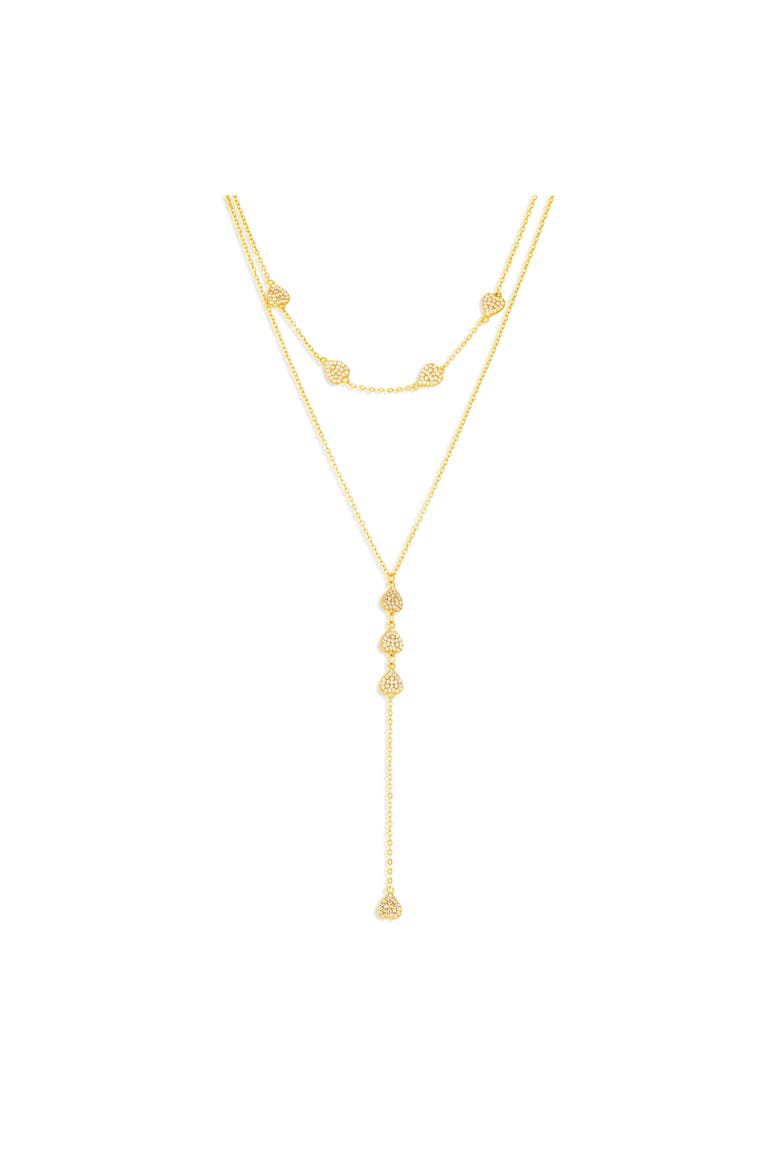 Pave Heart Lariat, Main, color, Gold