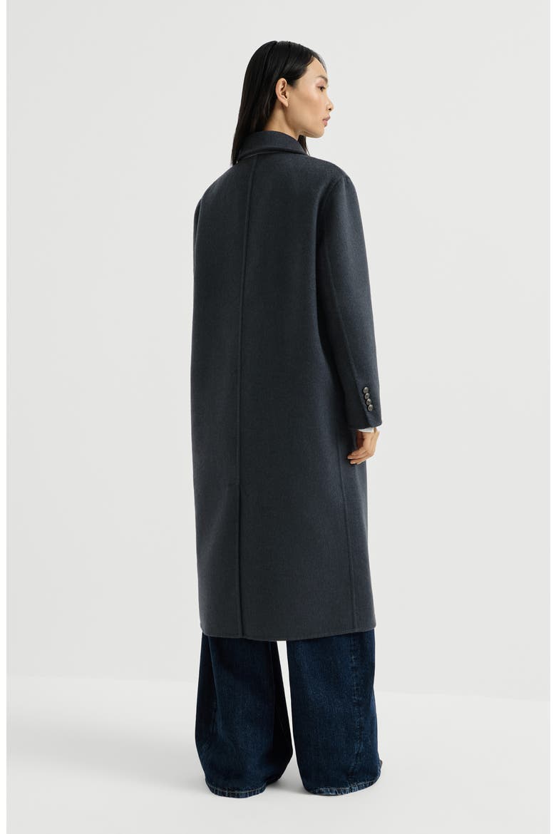 Hand-crafted coat in cashmere beaver double cloth with monili, Alternate, color, Blue