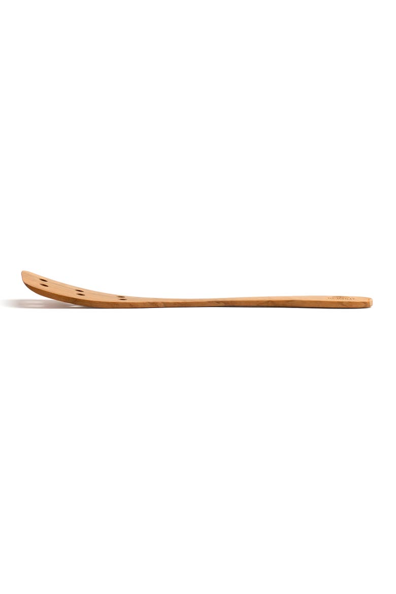 Handcrafted Olive Wood 13 Inch Curved Slotted Spatula, Alternate, color, Brown