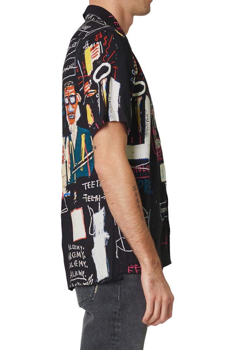 NEUW DENIM x Basquiat 1 Beat Bop Short Sleeve Button-Up Camp Shirt, Alternate, color,