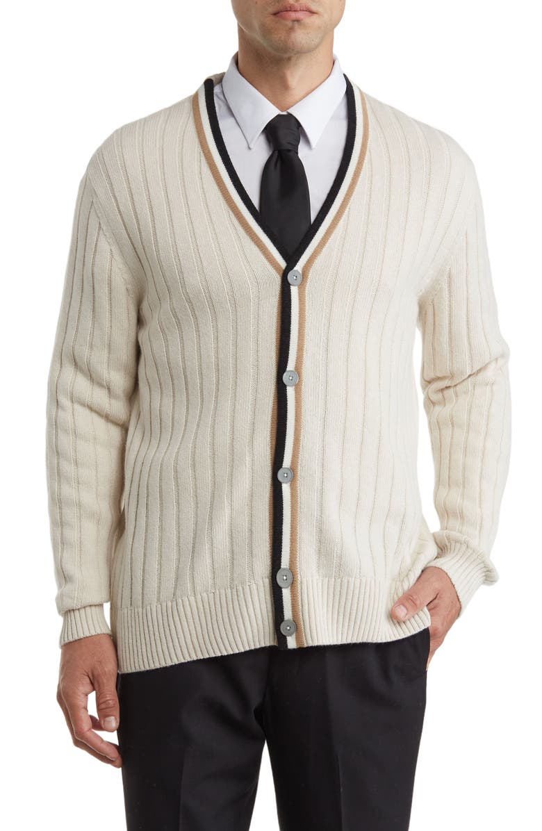 BOSS Losilvio Wool Blend Rib Cardigan, Main, color,
