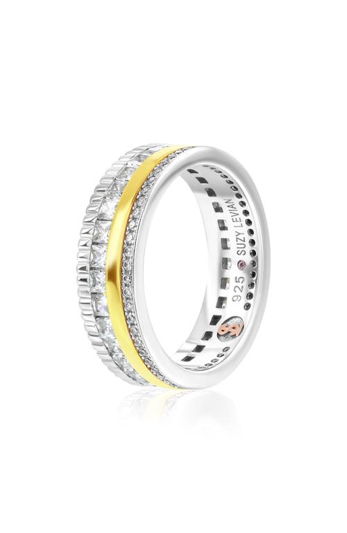 Suzy Levian Two-tone Cubic Zirconia Eternity Band Ring