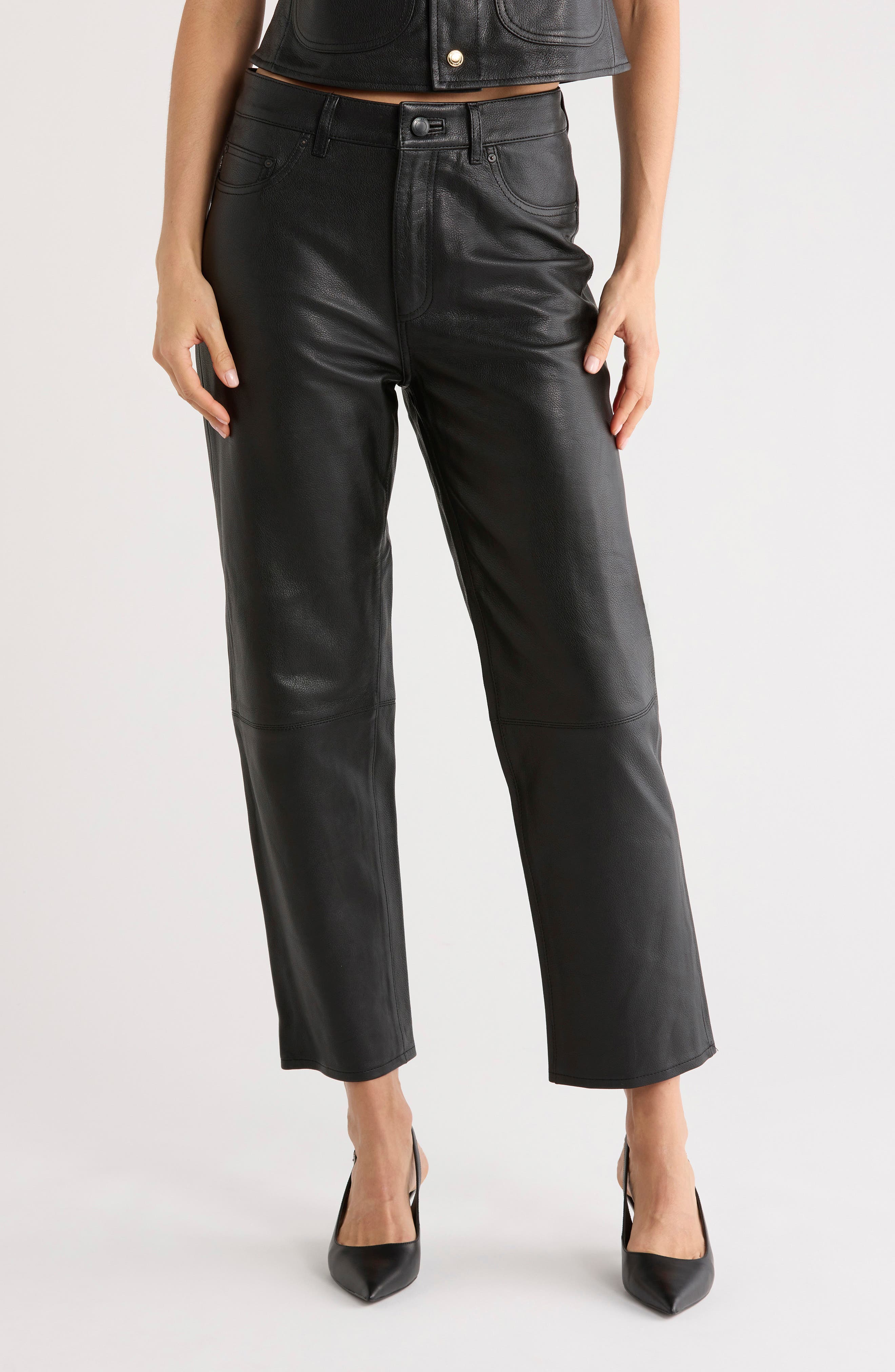 DL1961 Patti Leather Ankle Straight Leg Pants