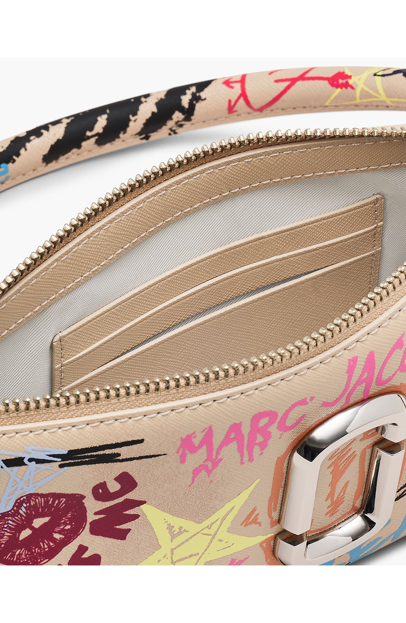 Marc Jacobs The Punk Scribble Snapshot Convertible Shoulder Bag, Alternate, color, Beige Multi