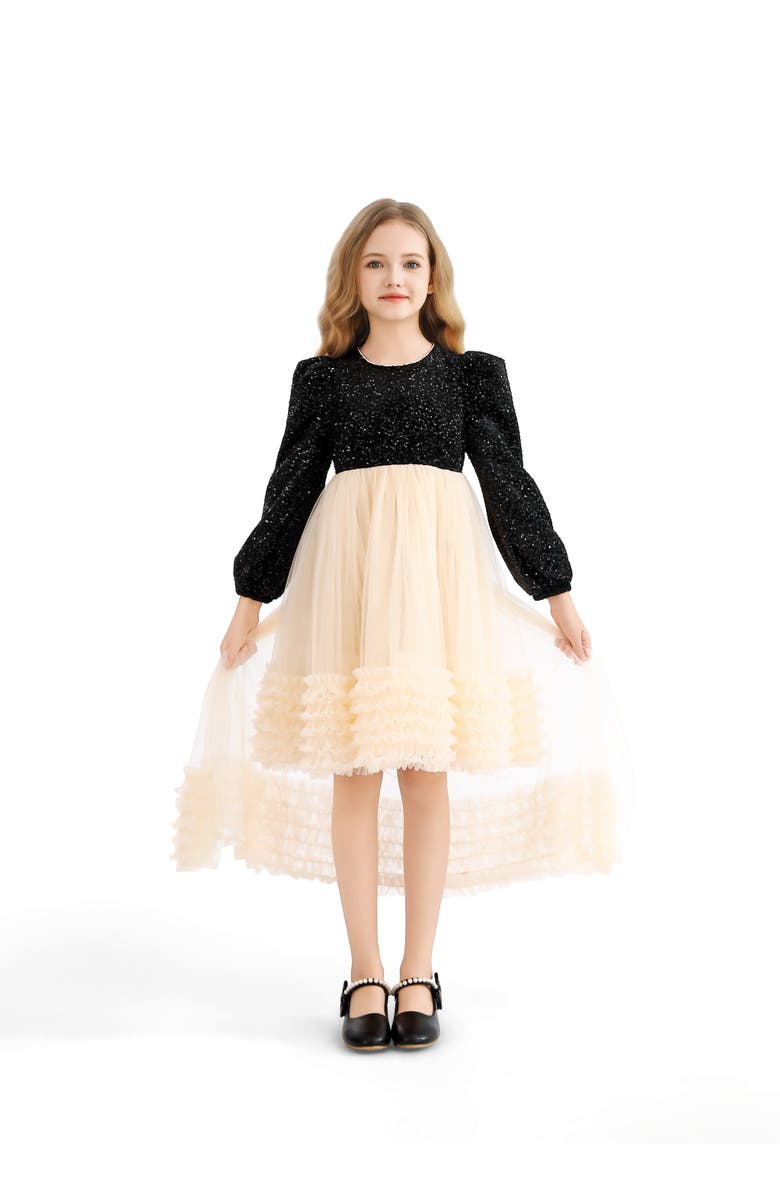 Tulleen Sequin Bow T-shirt & Skirt Set, Alternate, color, Black