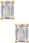 SAVVY CIE JEWELS Vermeil Sterling Silver Emerald Cut CZ Box Stud Earrings