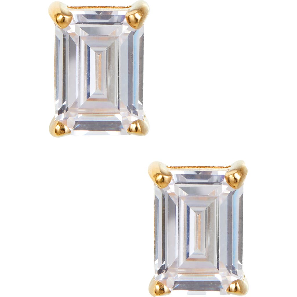 Savvy Cie Jewels Vermeil Sterling Silver Emerald Cut Cz Box Stud Earrings