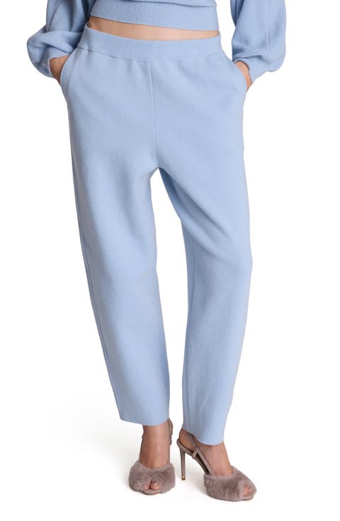 Wool & Cashmere Blend Barrel Leg Sweater Pants