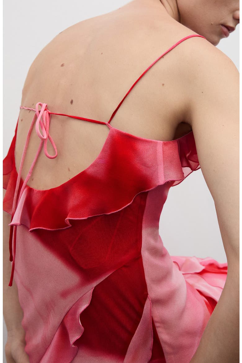Ruffle Chiffon Maxi Dress, Alternate, color, PINK