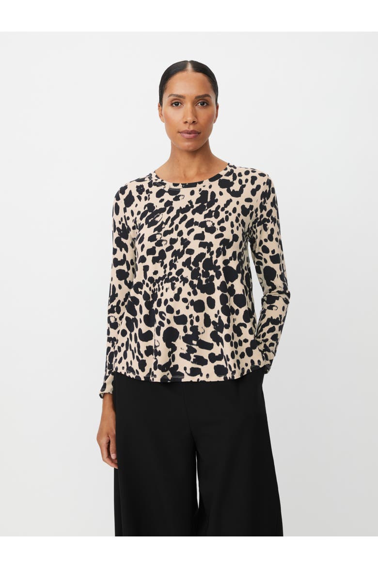 Badisna Long Sleeve Animal Print Blouse, Main, color, Oxford Tan