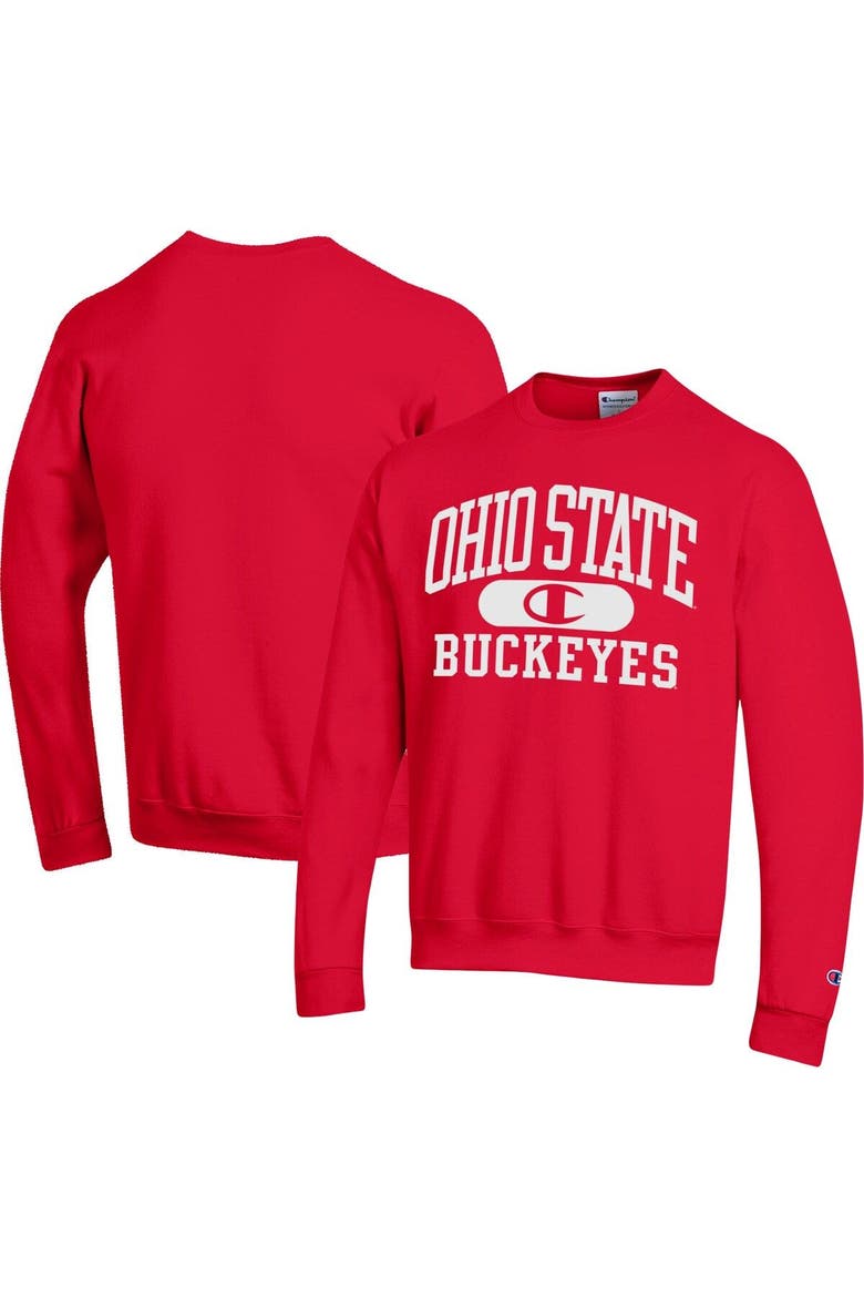 Men's Champion Scarlet Ohio State Buckeyes Arch Pill Sweatshirt, Main, color, Scarlet