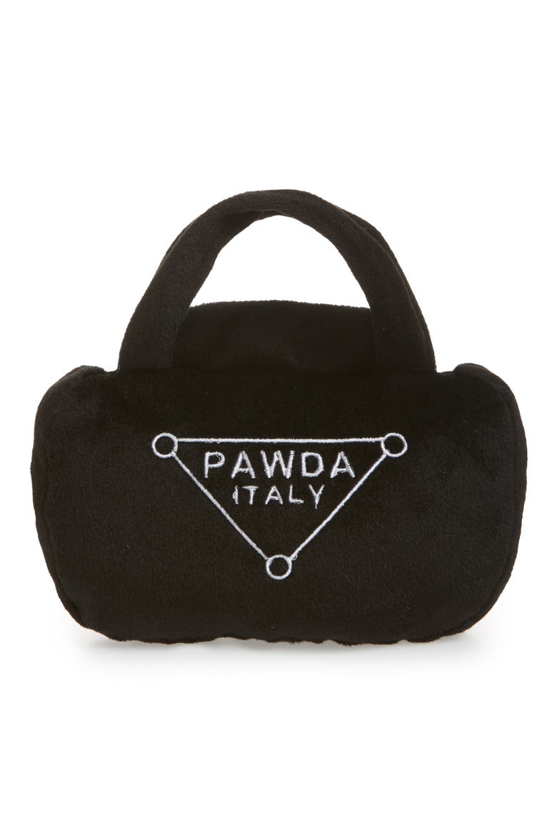 Pawda Bag Plush Dog Toy, Main, color, BLACK
