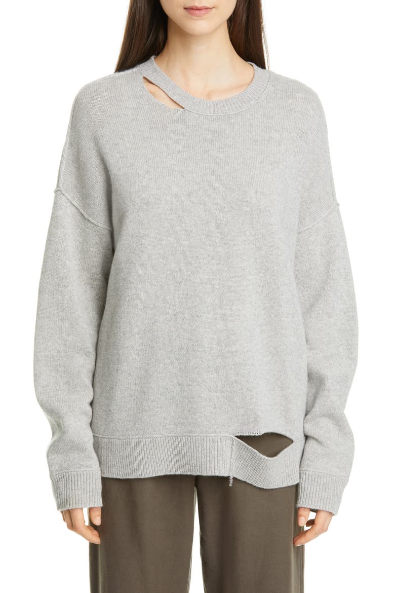 Distressed Recycled Cashmere Blend Sweater (Nordstrom Exclusive), Alternate, color, DARK PEARL