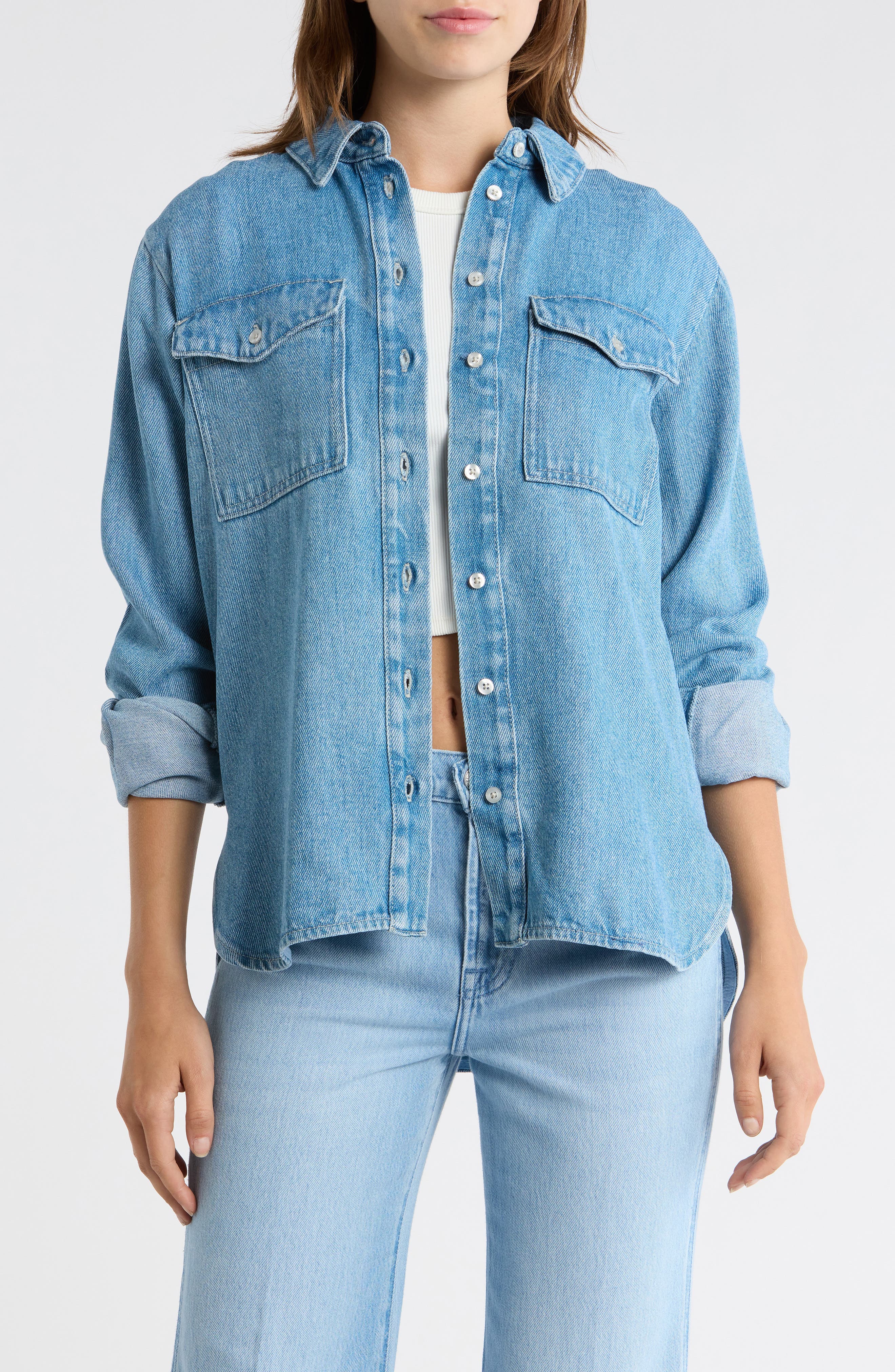 7 For All Mankind Dina Denim Button-Up Shirt