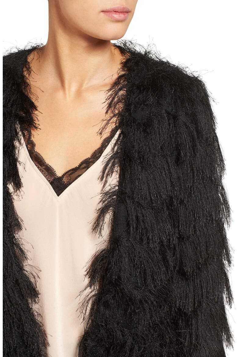 Chevron Fringe Jacket, Alternate, color, BLACK