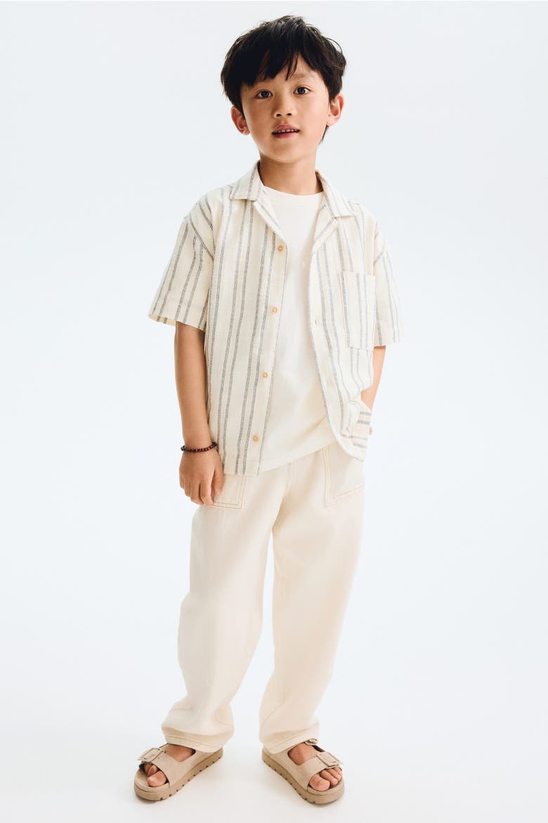 Cotton-blend Resort Shirt, Alternate, color, White/striped