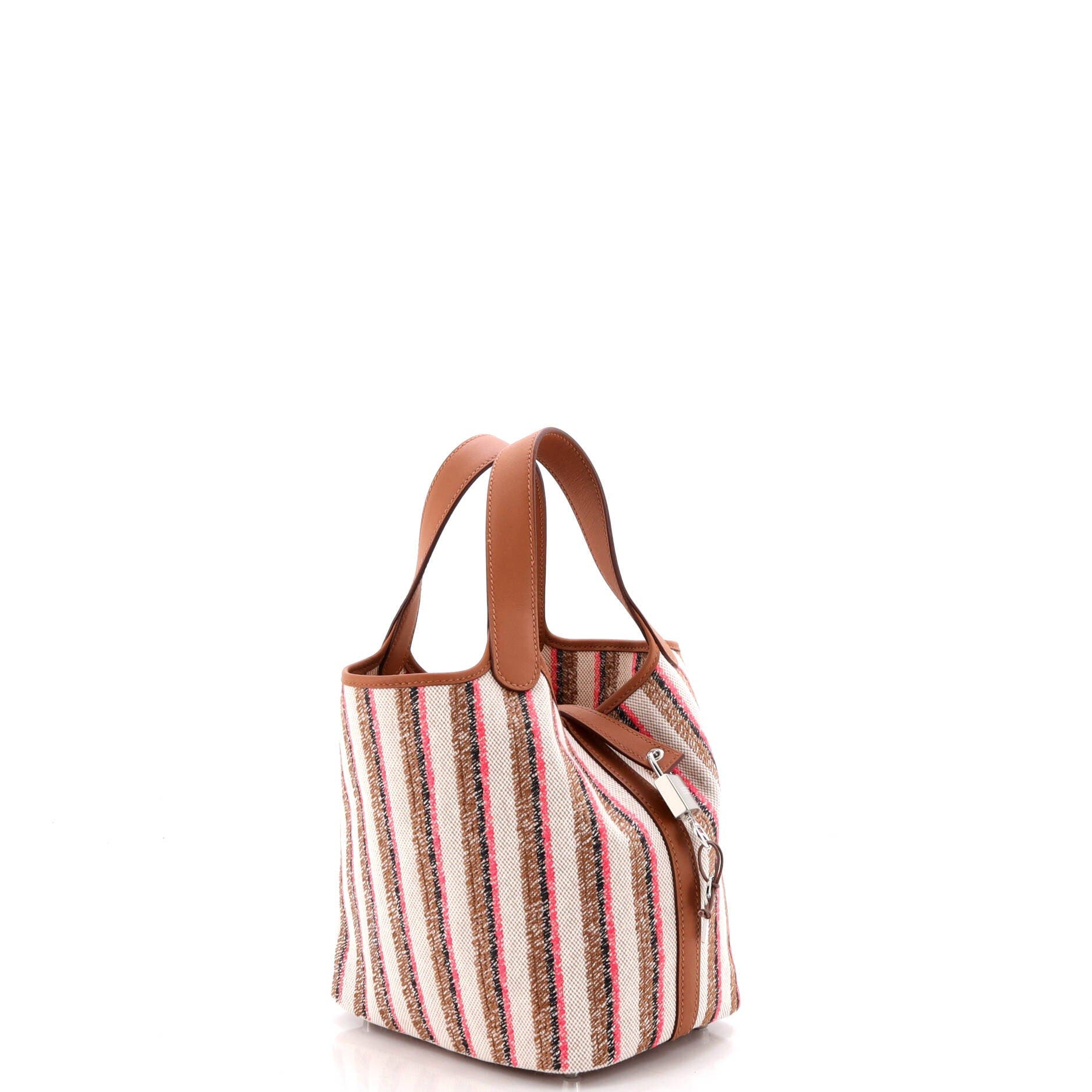 Pre-Owned Hermes Couverture Lignes Picotin Lock Bag Embroidered Canvas and Swift PM, Alternate, color, Gold