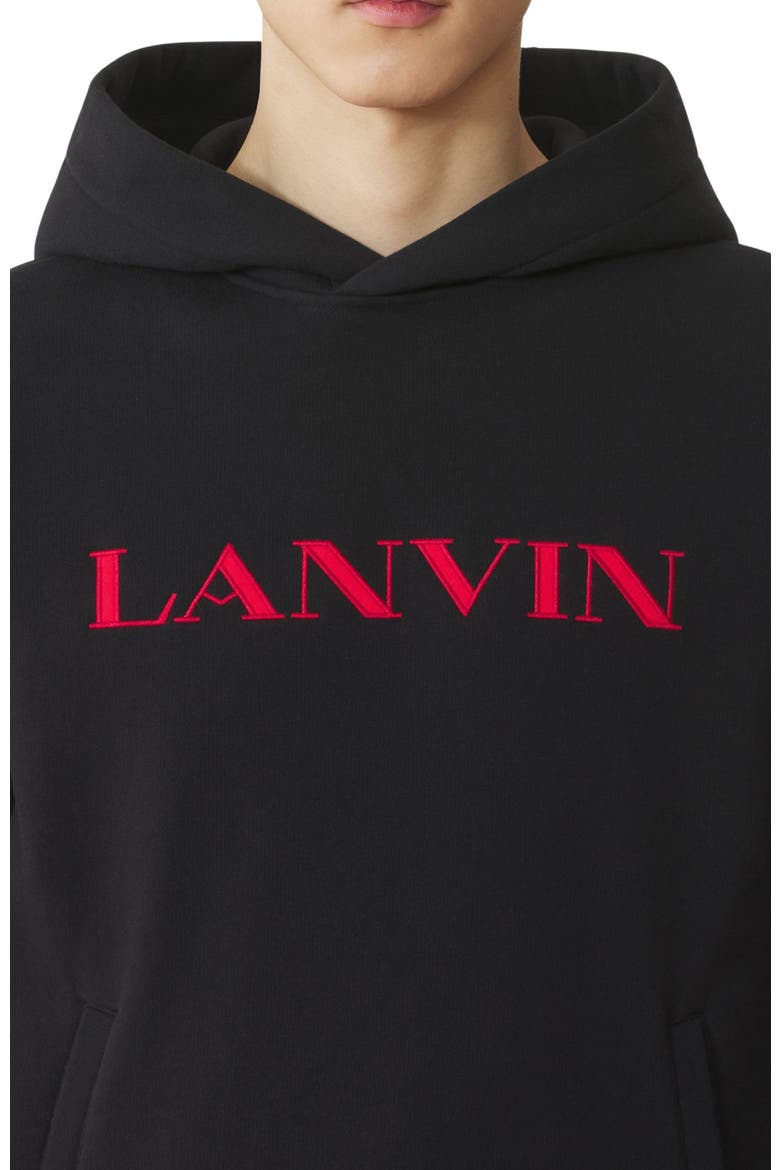 Embroidered Cotton Hoodie, Alternate, color, Black