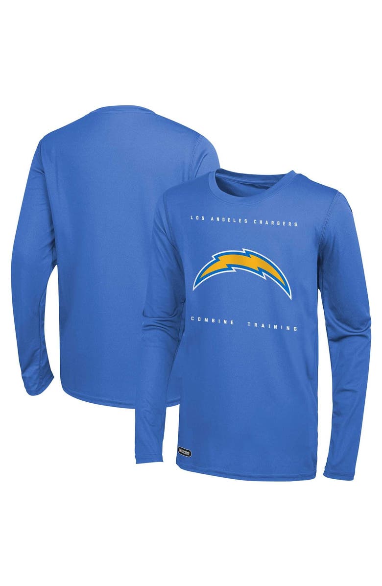 Outerstuff Men's Powder Blue Los Angeles Chargers Side Drill Long Sleeve T-Shirt, Main, color, 