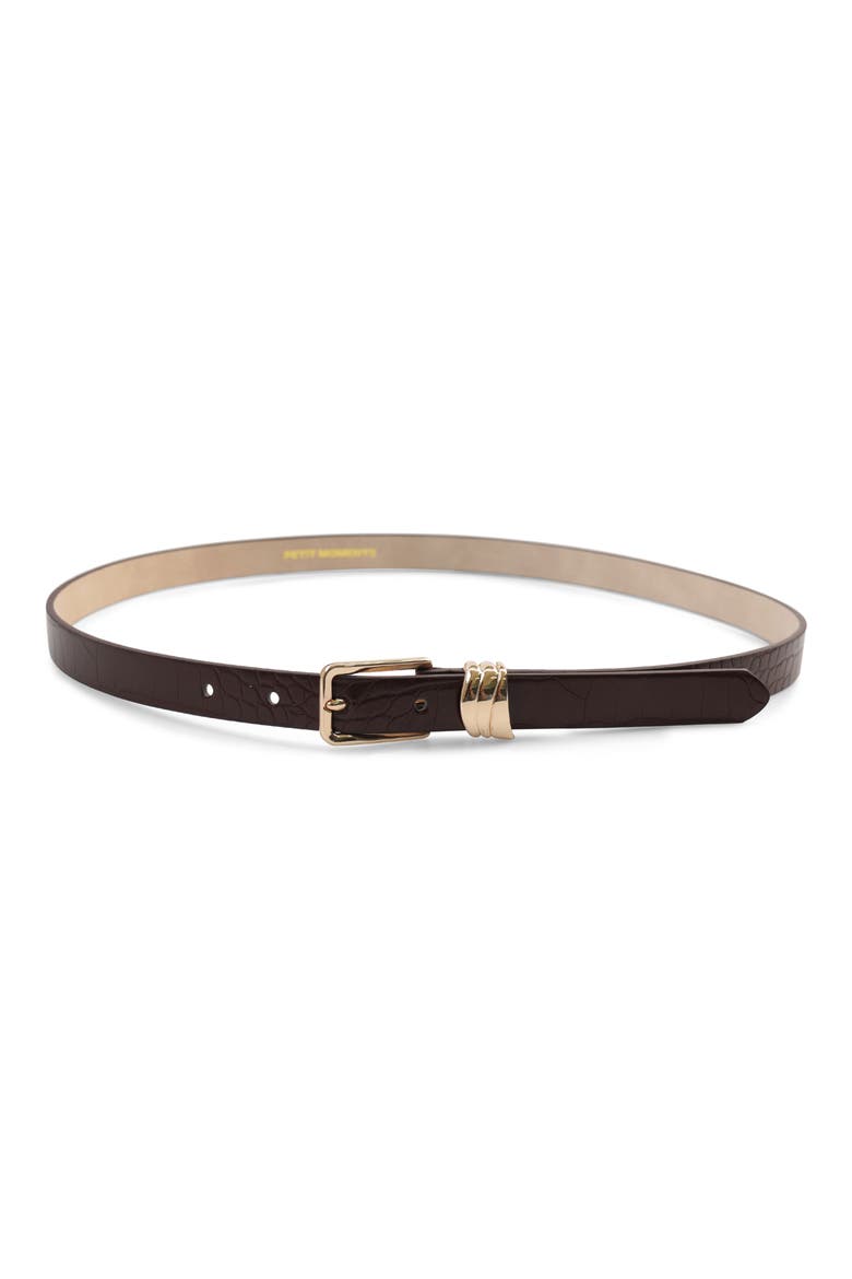 Sleek Belt, Main, color, BROWN CROC/ GOLD