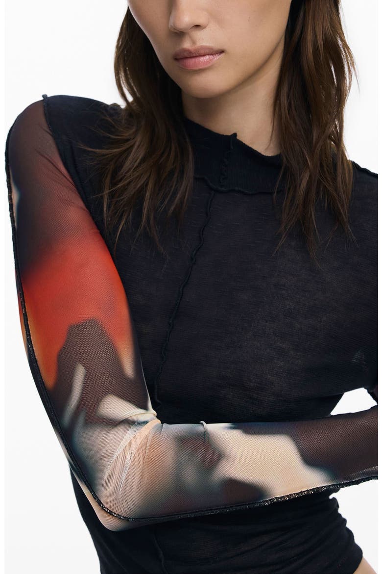 Long Sleeve Crop Top, Alternate, color, BLACK