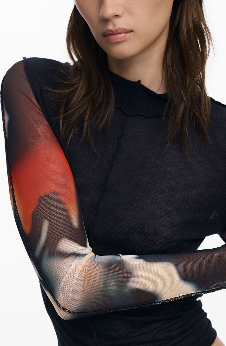 Desigual Long Sleeve Crop Top, Alternate, color, 