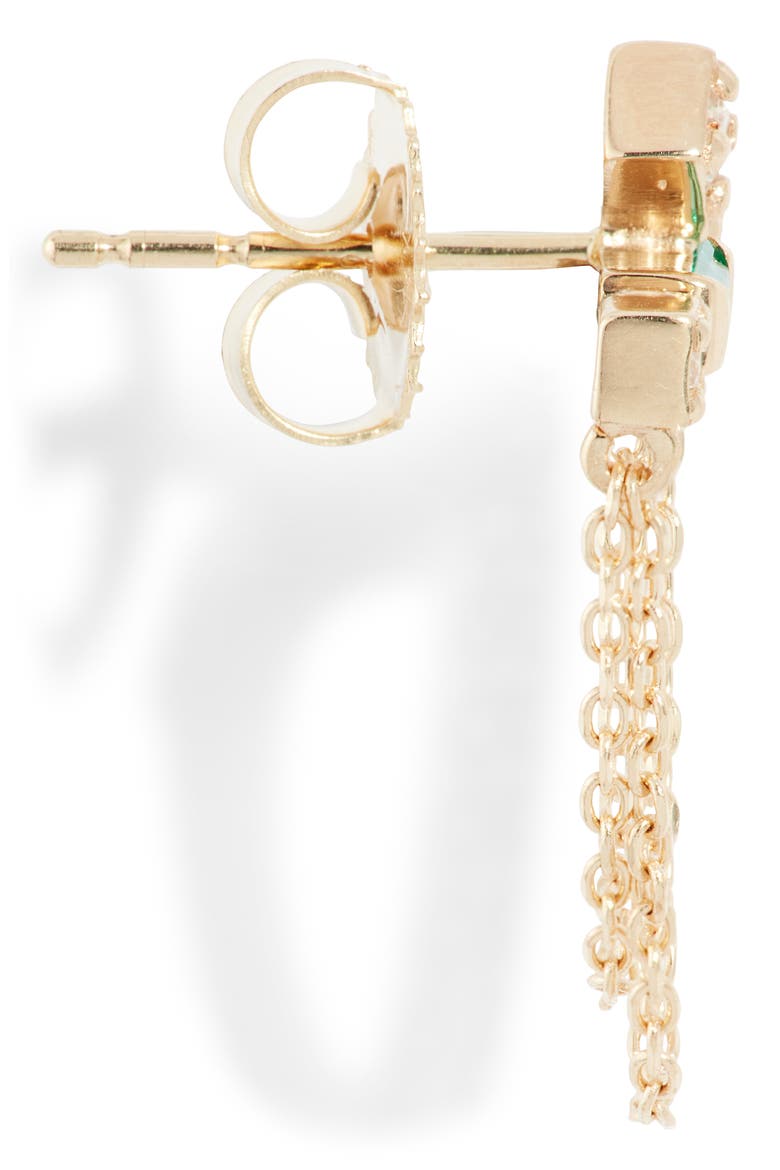 Cléo Emerald & Diamond Bar Chain Earrings, Alternate, color, EMERALD
