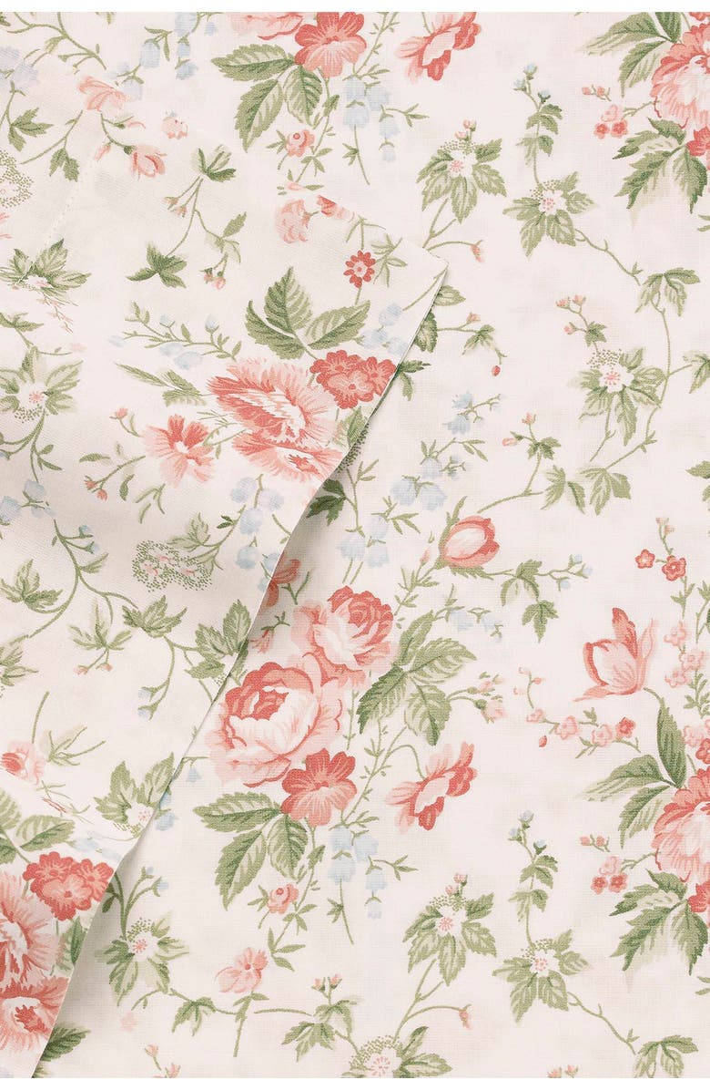 Laura Ashley Lilian Pastel Red Cotton Sateen Queen Sheet Set, Alternate, color, Coral