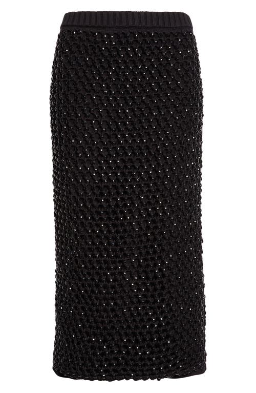 Diotima Spice Embellished Fishnet Sweater Skirt In Black