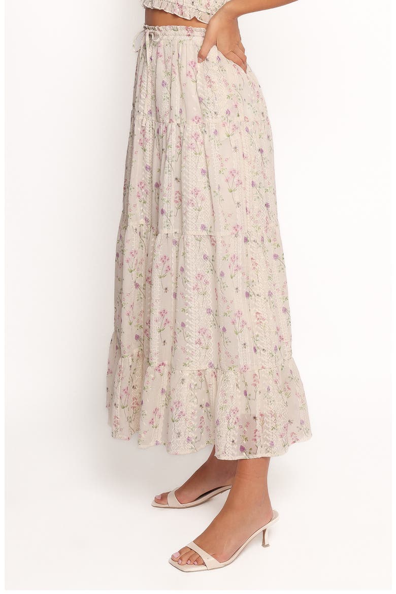 Amberlyn Embroidered Tiered Maxi Skirt, Alternate, color, PINK FLORAL