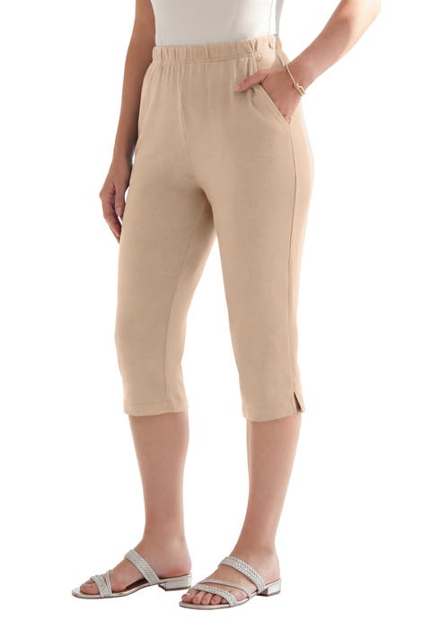Plus Size Soft Knit Relaxed Pull-On Capri Pant (Plus)