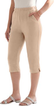 Roaman's Plus Size Soft Knit Relaxed Pull On Capri Pant