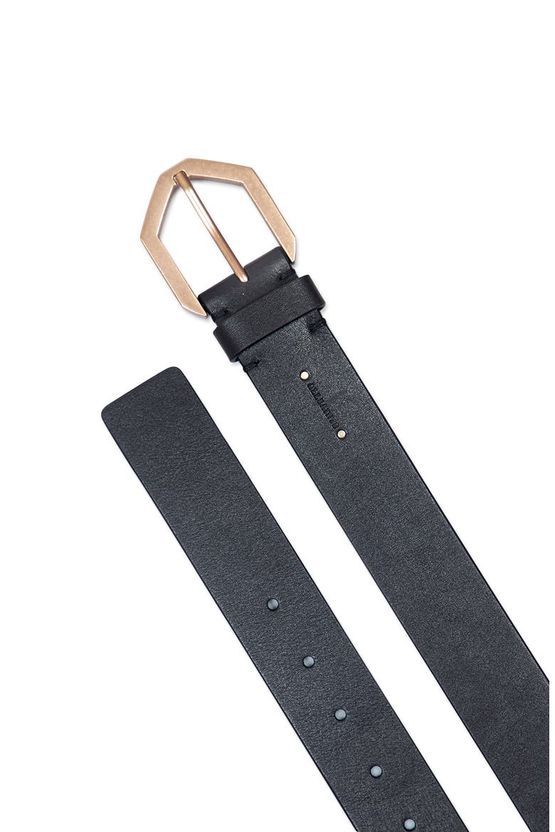 Tia Hex Leather Belt, Alternate, color, BLACK / BRASS