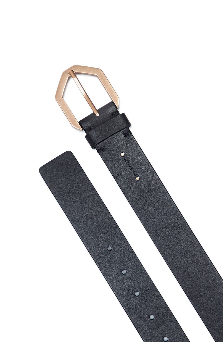AllSaints Tia Hex Leather Belt, Alternate, color, Black / Brass