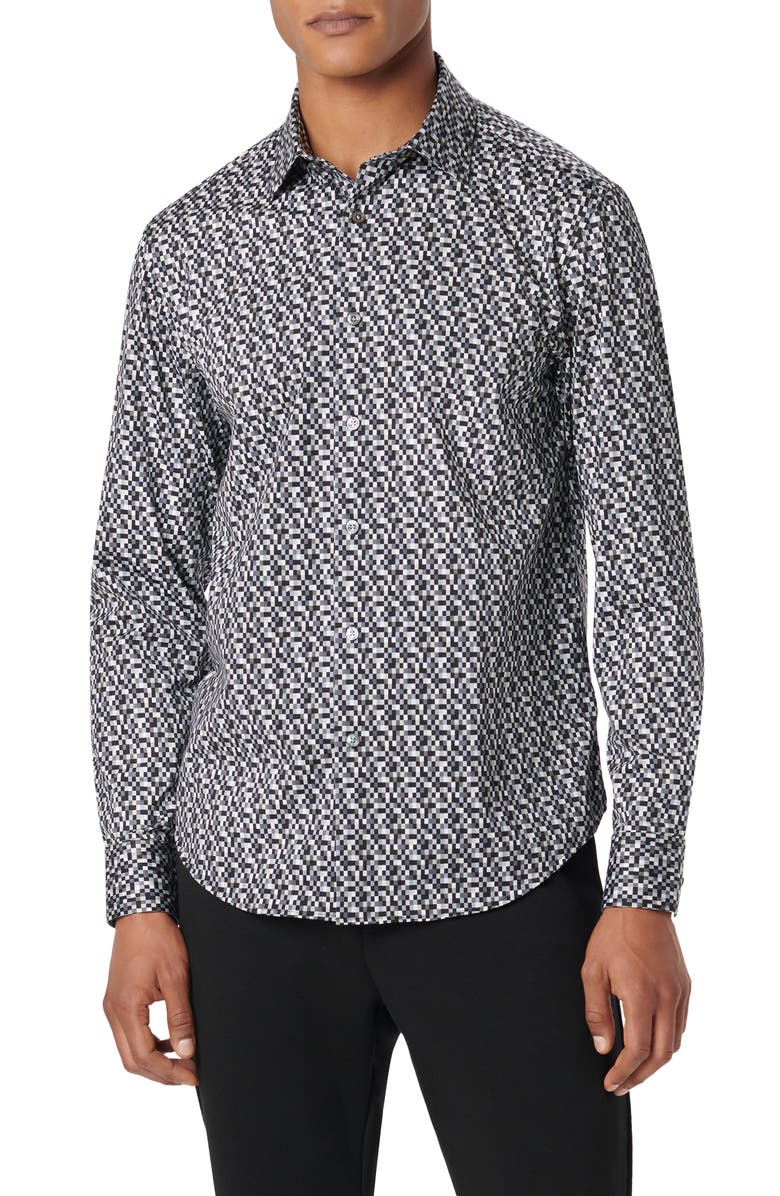 Bugatchi James OoohCotton<sup>®</sup> Geo Print Button-Up Shirt, Main, color, 