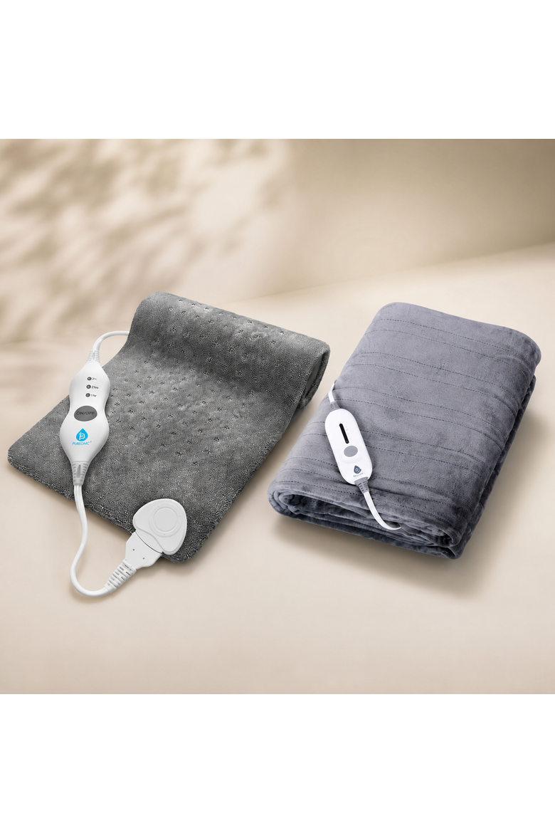 Heated Microplush Blanket & Heating Pad Set, Alternate, color, Grey