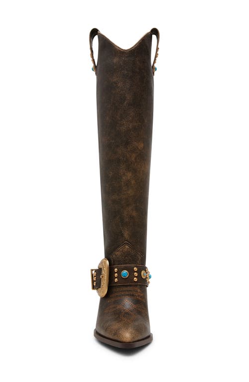 Steve Madden Lasso Knee High Boot In Brown Distressed